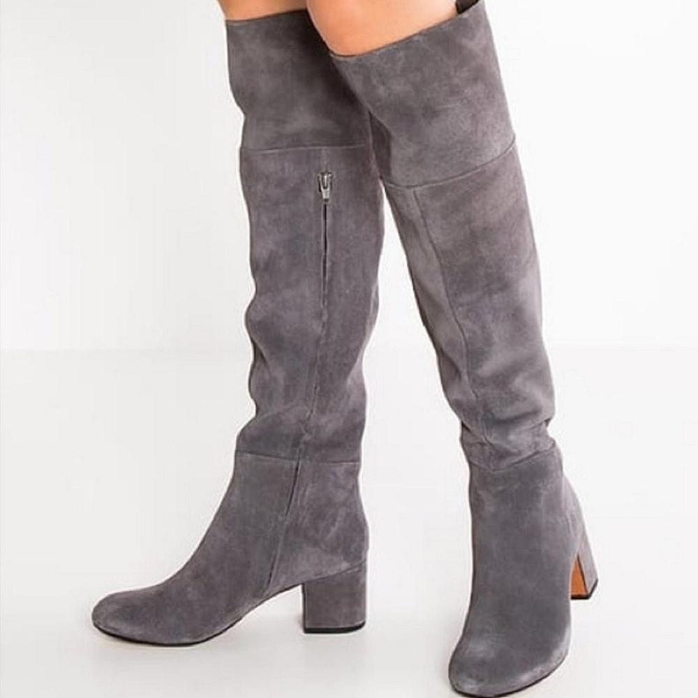 Clark’s "Somerset Barley Ray" Suede Over-the-Knee Boot Gray Grey, Women's Size 7